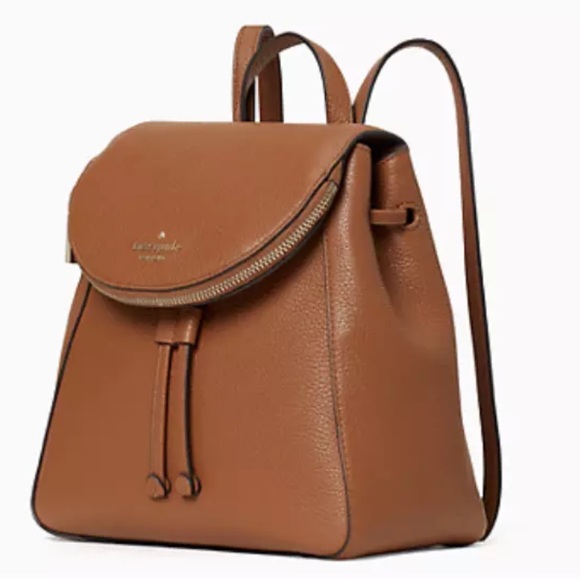 Kate spade Leila medium backpack ginger brown leather NWT bag adjustable strap - Picture 3 of 8